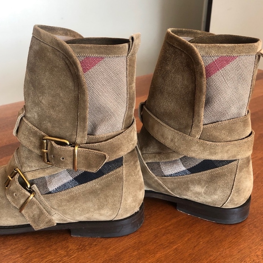 Burberry Tan Suede Combat Boots - Picture 4 of 13